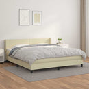 vidaXL krémszínű műbőr rugós ágy matraccal 180 x 200 cm