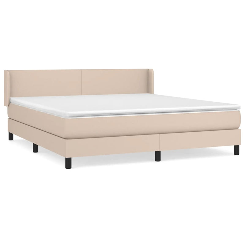 vidaXL cappuccino színű műbőr rugós ágy matraccal 180 x 200 cm