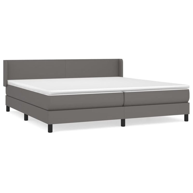 vidaXL szürke műbőr rugós ágy matraccal 200 x 200 cm