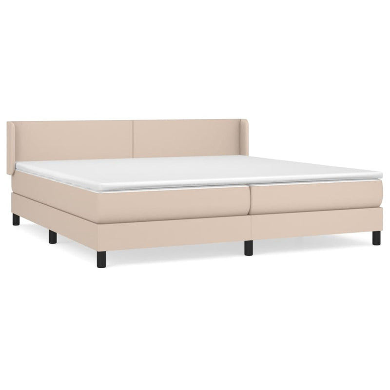 vidaXL cappuccino színű műbőr rugós ágy matraccal 200 x 200 cm