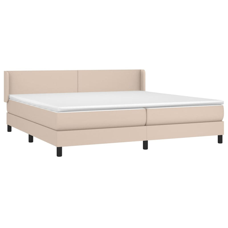 vidaXL cappuccino színű műbőr rugós ágy matraccal 200 x 200 cm