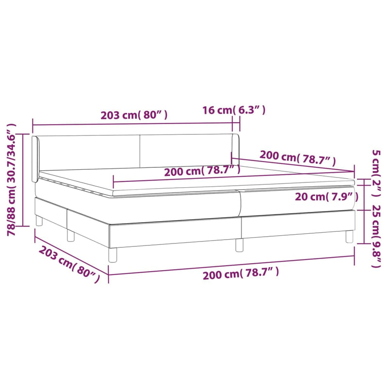 vidaXL cappuccino színű műbőr rugós ágy matraccal 200 x 200 cm