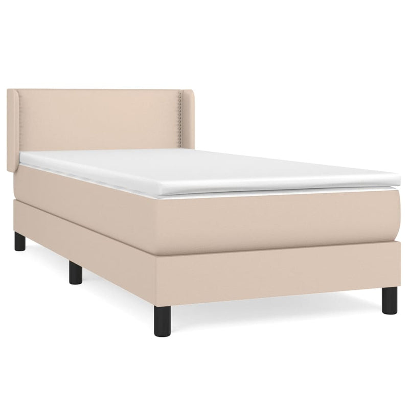 vidaXL cappuccino színű műbőr rugós ágy matraccal 80 x 200 cm