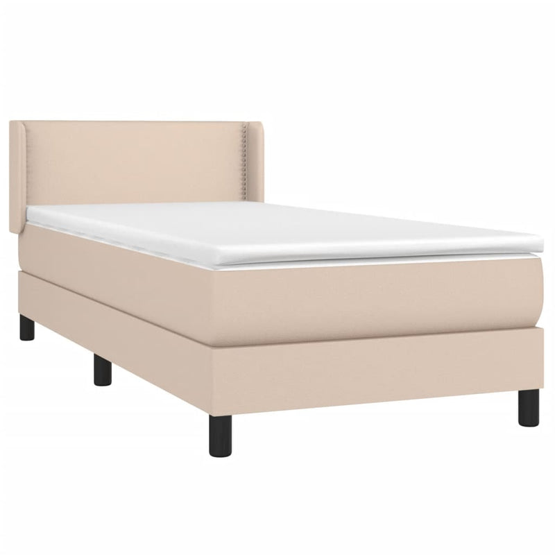 vidaXL cappuccino színű műbőr rugós ágy matraccal 80 x 200 cm