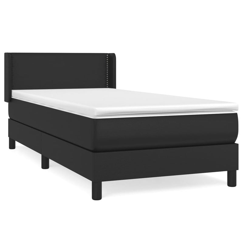 vidaXL fekete műbőr rugós ágy matraccal 90 x 200 cm