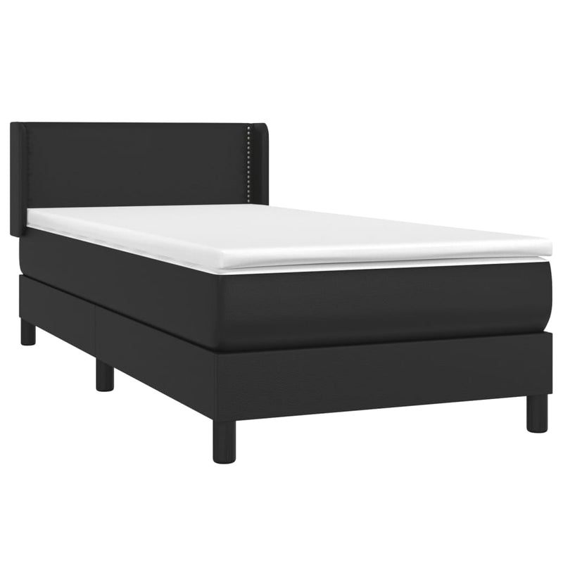 vidaXL fekete műbőr rugós ágy matraccal 100 x 200 cm