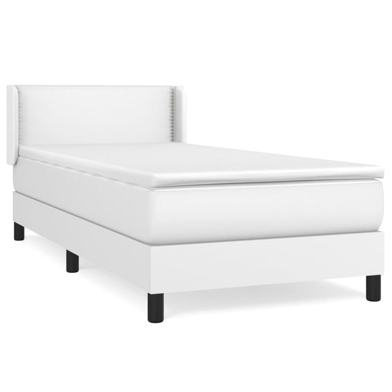 vidaXL fehér műbőr rugós ágy matraccal 100 x 200 cm