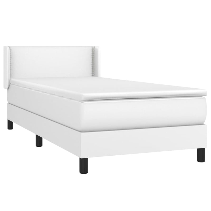 vidaXL fehér műbőr rugós ágy matraccal 100 x 200 cm