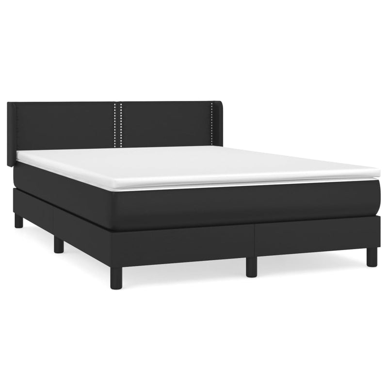 vidaXL fekete műbőr rugós ágy matraccal 140 x 190 cm
