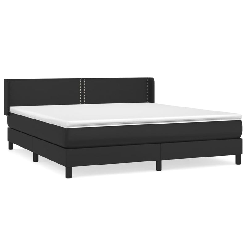 vidaXL fekete műbőr rugós ágy matraccal 160 x 200 cm