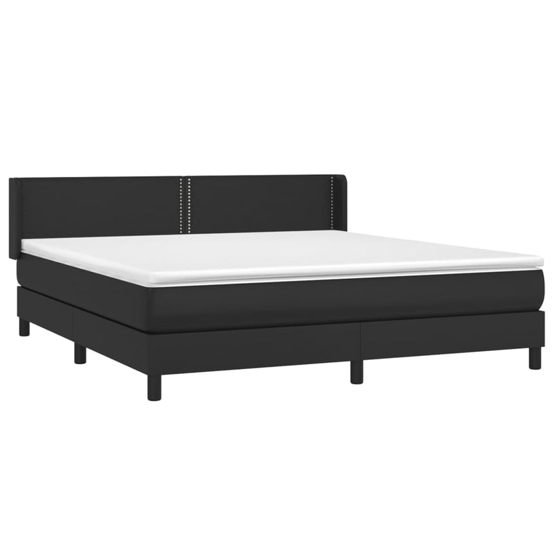 vidaXL fekete műbőr rugós ágy matraccal 160 x 200 cm