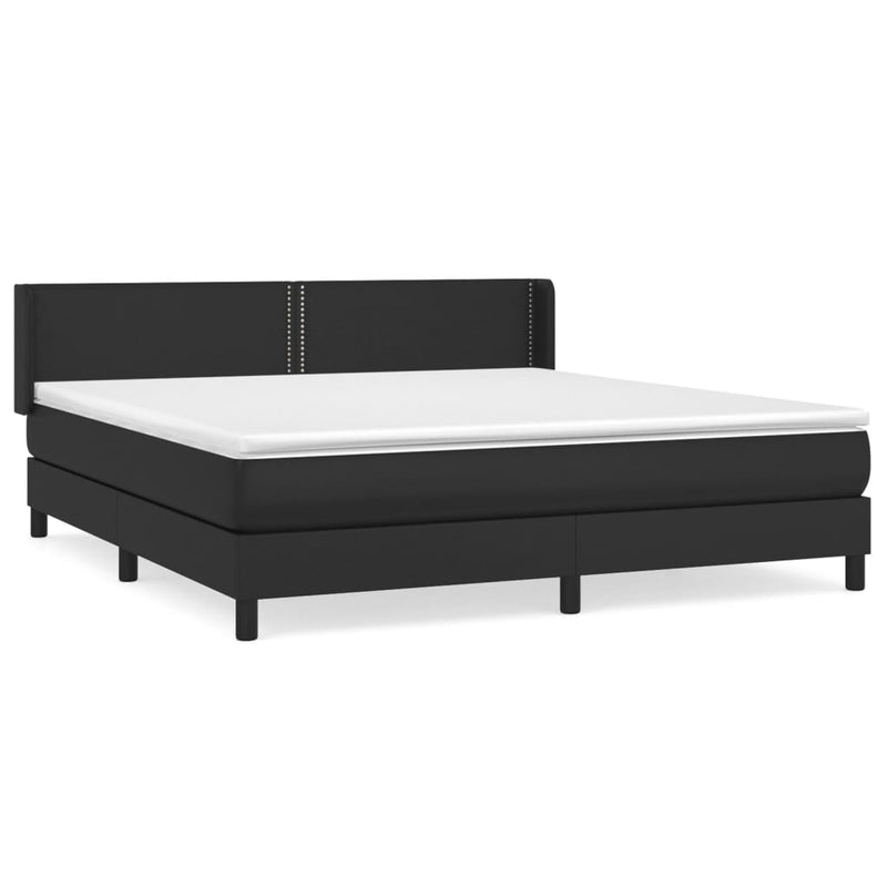 vidaXL fekete műbőr rugós ágy matraccal 180 x 200 cm