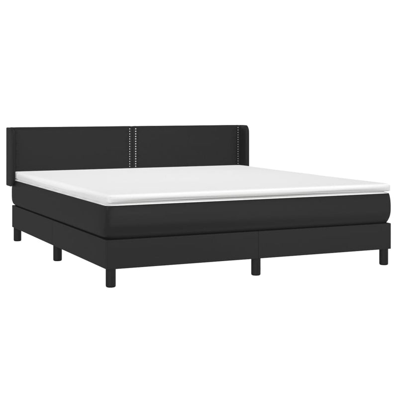 vidaXL fekete műbőr rugós ágy matraccal 180 x 200 cm