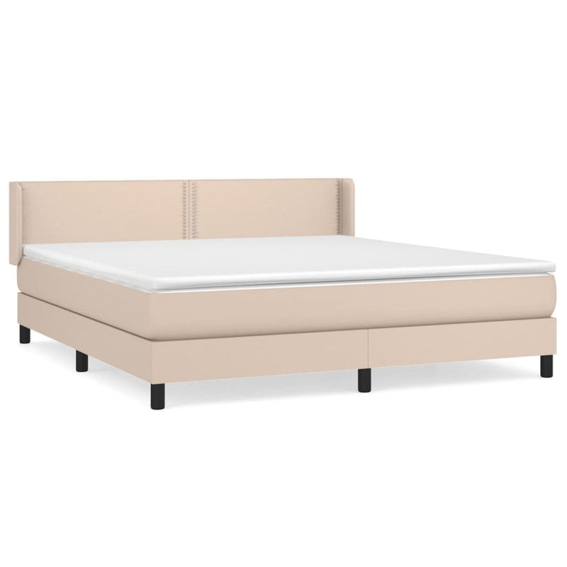 vidaXL cappuccino színű műbőr rugós ágy matraccal 180 x 200 cm