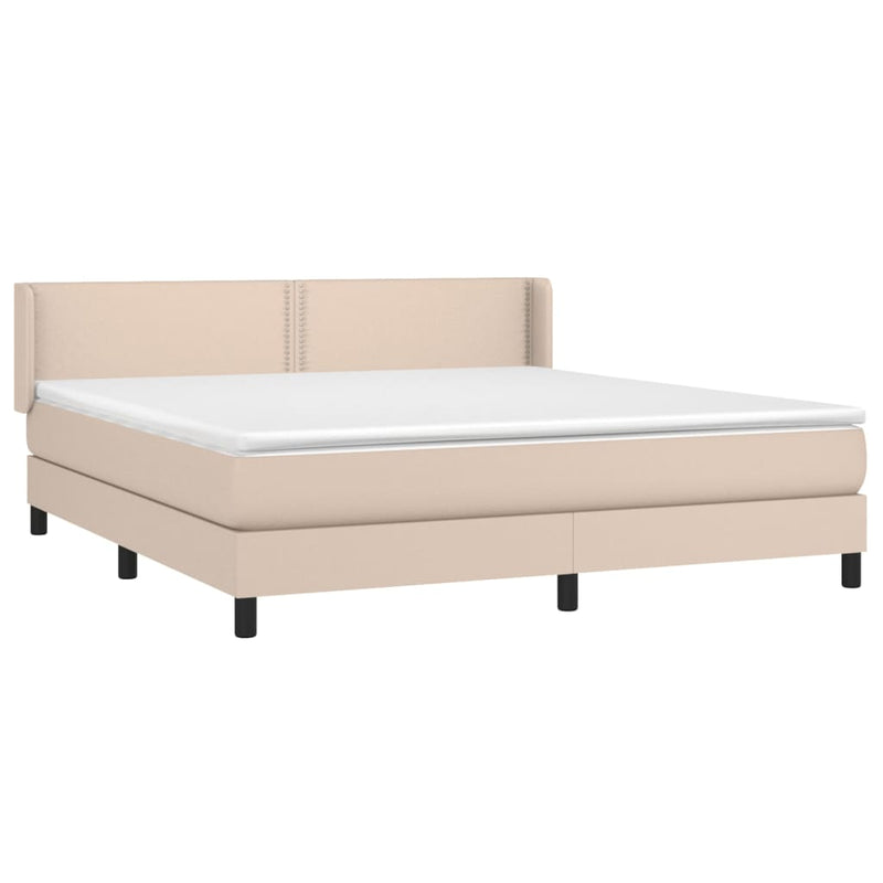 vidaXL cappuccino színű műbőr rugós ágy matraccal 180 x 200 cm