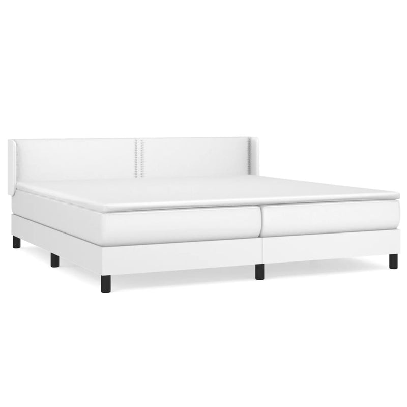vidaXL fehér műbőr rugós ágy matraccal 200 x 200 cm