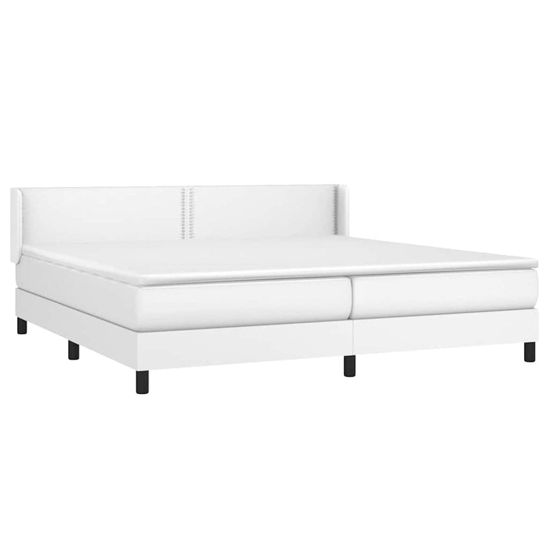 vidaXL fehér műbőr rugós ágy matraccal 200 x 200 cm
