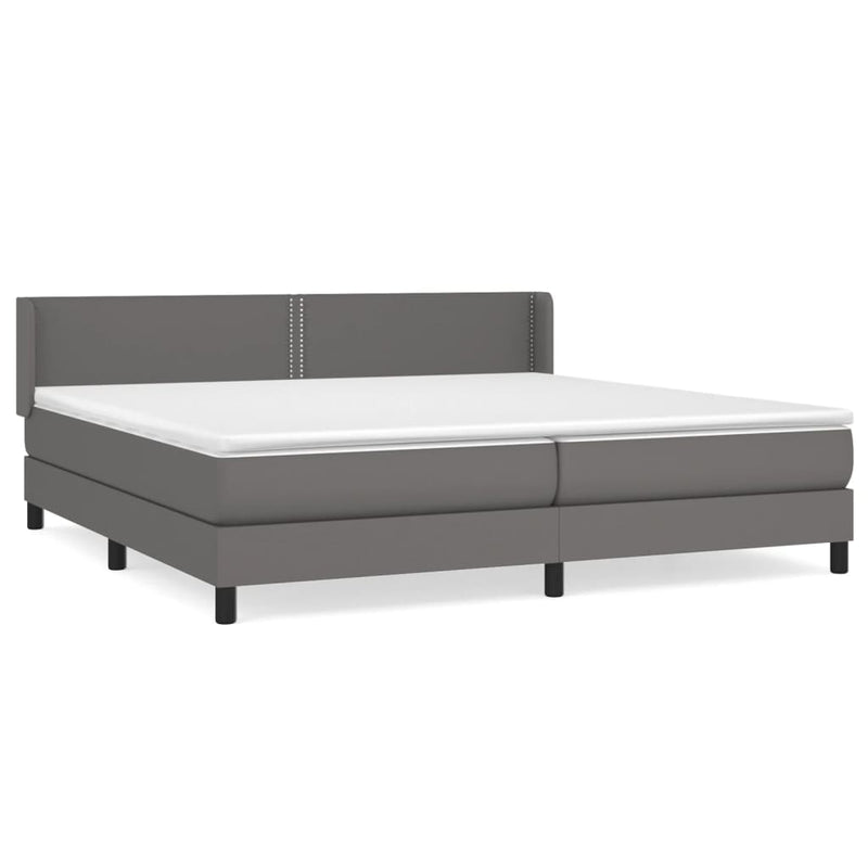 vidaXL szürke műbőr rugós ágy matraccal 200 x 200 cm
