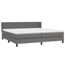 vidaXL szürke műbőr rugós ágy matraccal 200 x 200 cm