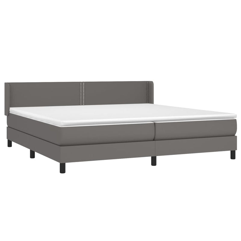 vidaXL szürke műbőr rugós ágy matraccal 200 x 200 cm