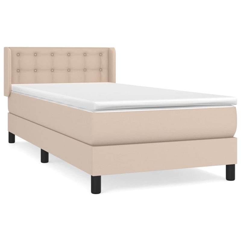vidaXL cappuccino színű műbőr rugós ágy matraccal 80 x 200 cm