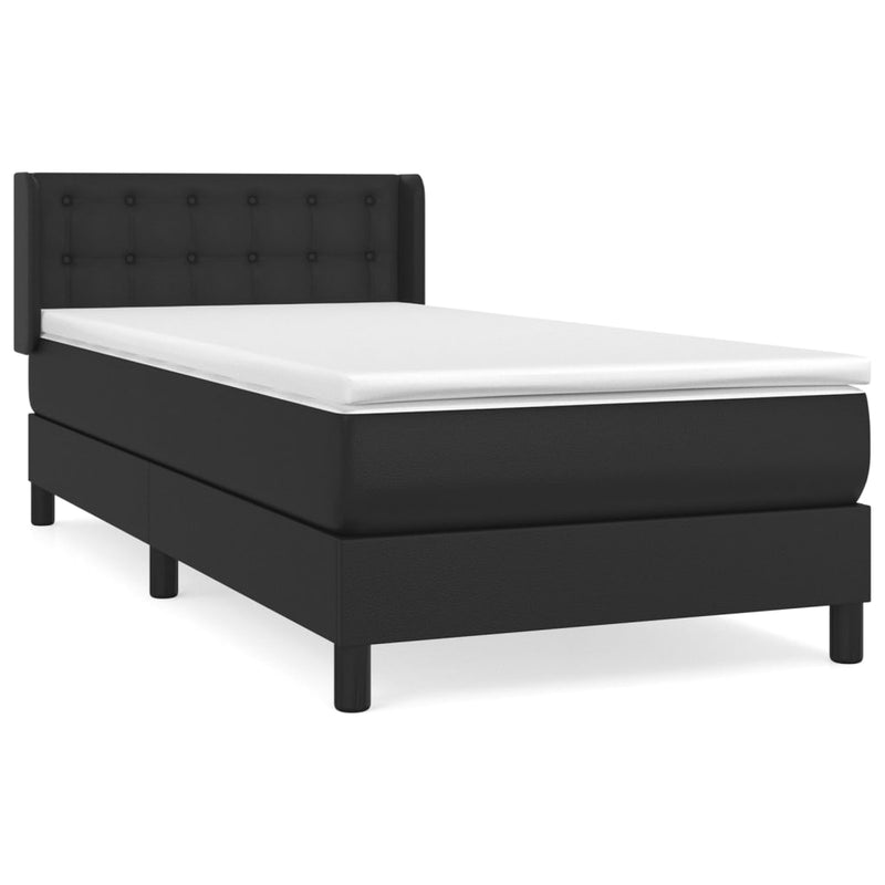 vidaXL fekete műbőr rugós ágy matraccal 90x190 cm