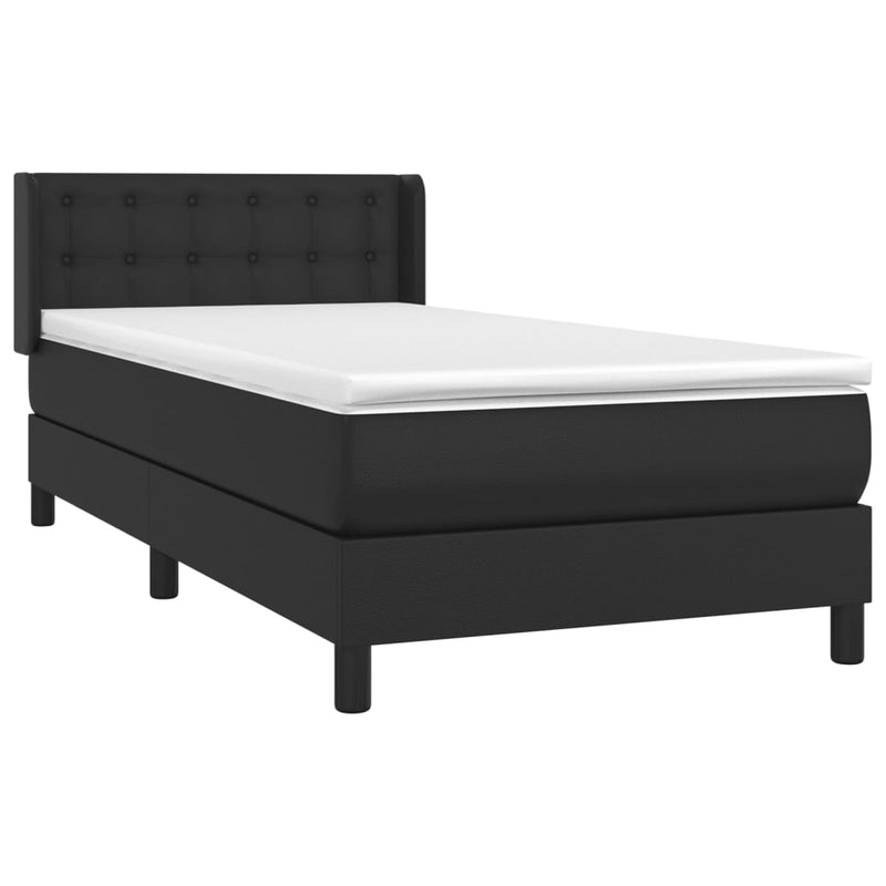vidaXL fekete műbőr rugós ágy matraccal 90x190 cm