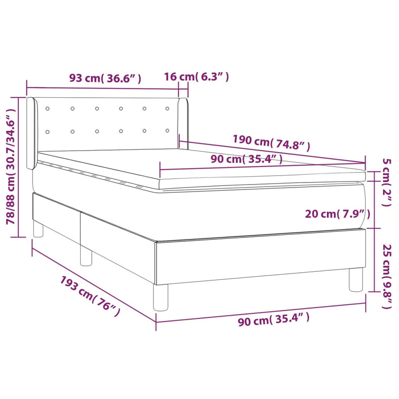 vidaXL fehér műbőr rugós ágy matraccal 90x190 cm