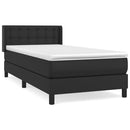 vidaXL fekete műbőr rugós ágy matraccal 90 x 200 cm
