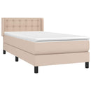 vidaXL cappuccino színű műbőr rugós ágy matraccal 90 x 200 cm
