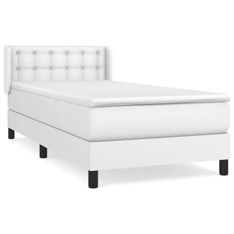 vidaXL fehér műbőr rugós ágy matraccal 100 x 200 cm