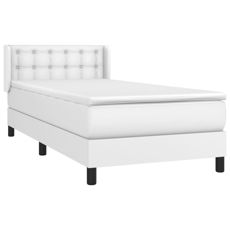 vidaXL fehér műbőr rugós ágy matraccal 100 x 200 cm