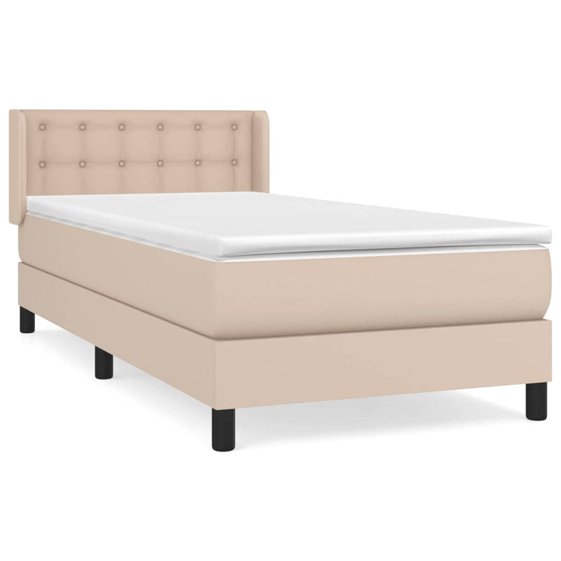 vidaXL cappuccino színű műbőr rugós ágy matraccal 100 x 200 cm