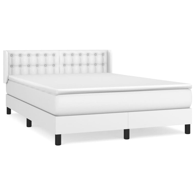 vidaXL fehér műbőr rugós ágy matraccal 140x190 cm
