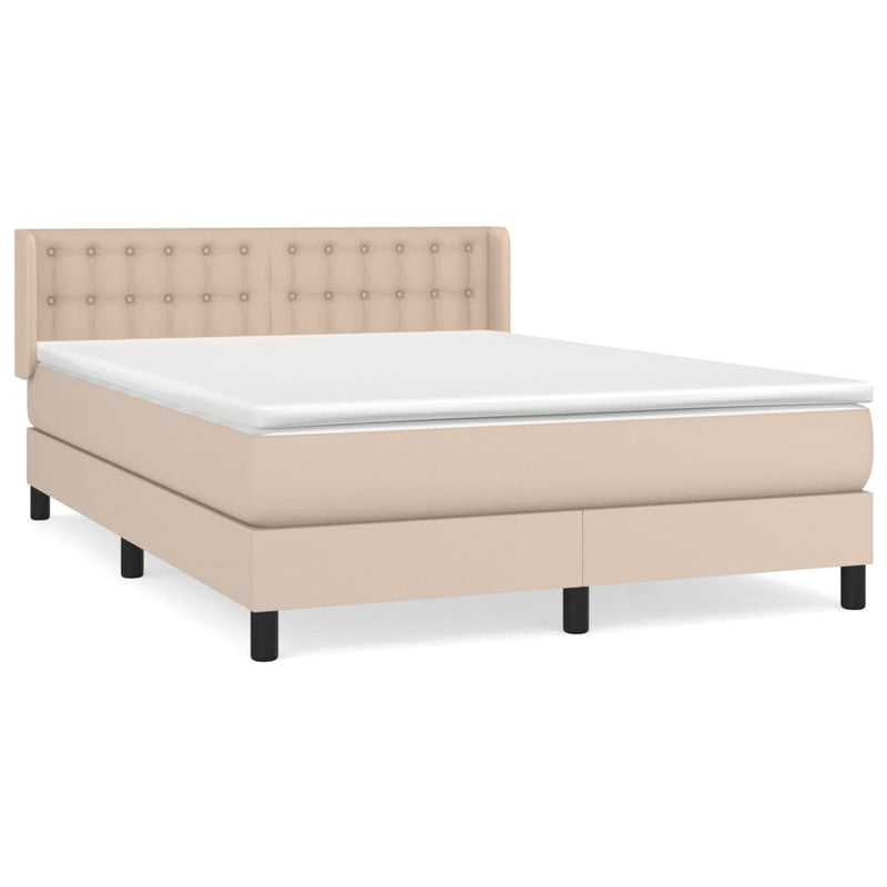 vidaXL cappuccino színű műbőr rugós ágy matraccal 140 x 190 cm