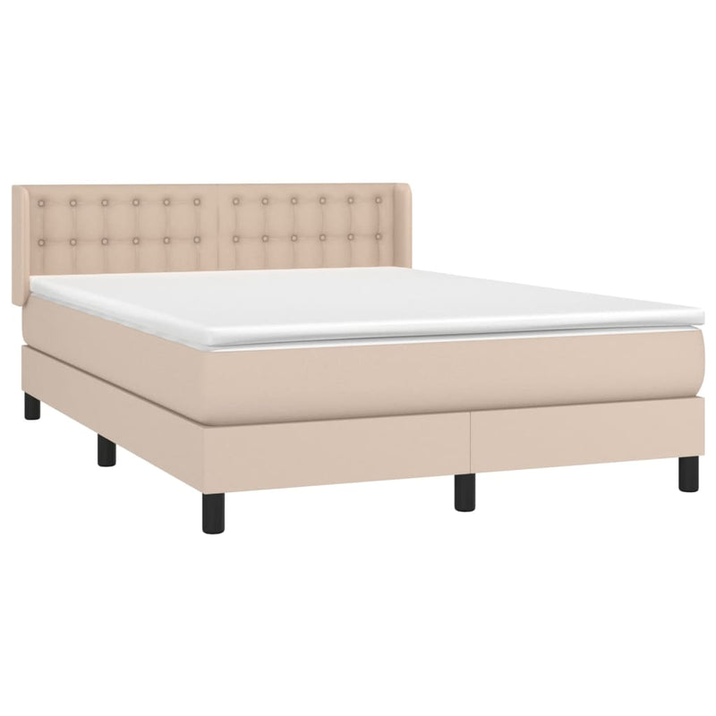 vidaXL cappuccino színű műbőr rugós ágy matraccal 140 x 190 cm