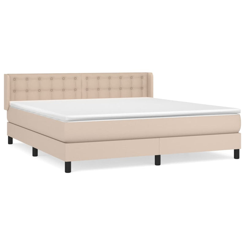 vidaXL cappuccino színű műbőr rugós ágy matraccal 180 x 200 cm