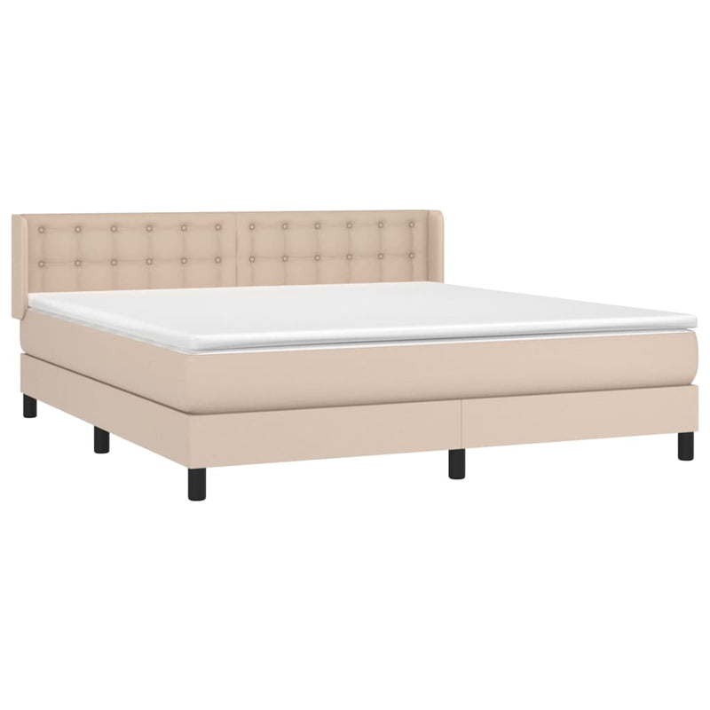 vidaXL cappuccino színű műbőr rugós ágy matraccal 180 x 200 cm