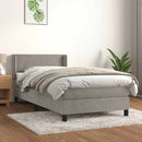 vidaXL világosszürke bársony rugós ágy matraccal 90x190 cm