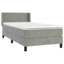vidaXL világosszürke bársony rugós ágy matraccal 90 x 200 cm