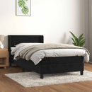 vidaXL fekete bársony rugós ágy matraccal 90 x 200 cm