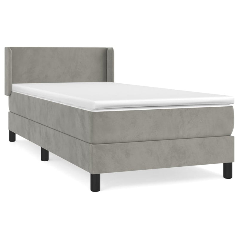 vidaXL világosszürke bársony rugós ágy matraccal 100 x 200 cm