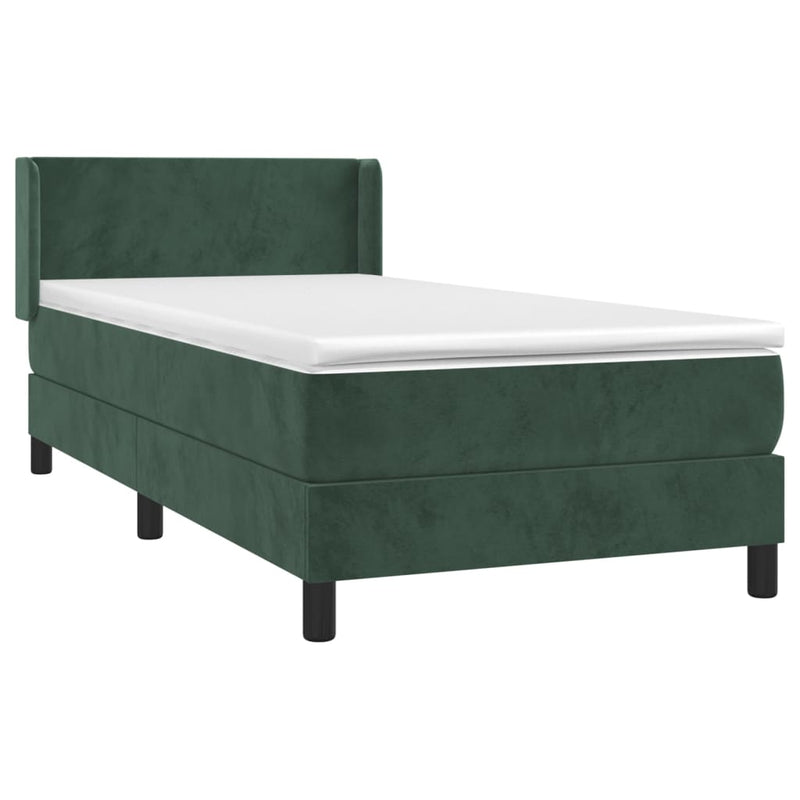 vidaXL sötétzöld bársony rugós ágy matraccal 100 x 200 cm