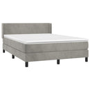 vidaXL világosszürke bársony rugós ágy matraccal 140x190 cm