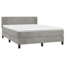 vidaXL világosszürke bársony rugós ágy matraccal 140x190 cm