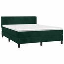 vidaXL sötétzöld bársony rugós ágy matraccal 140x190 cm
