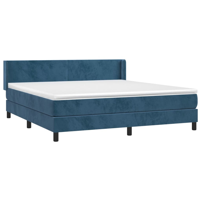 vidaXL sötétkék bársony rugós ágy matraccal 160x200 cm