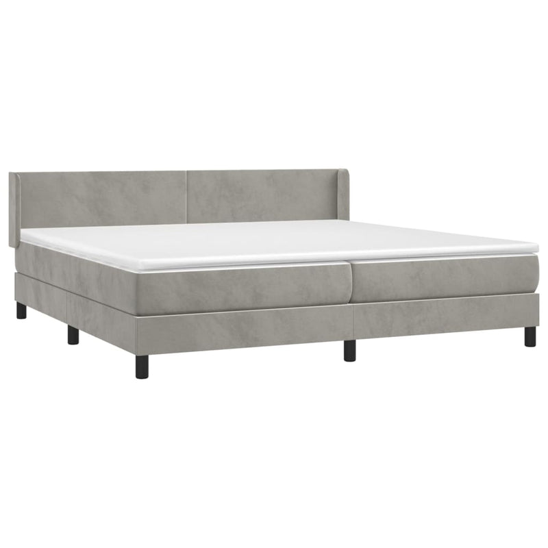 vidaXL világosszürke bársony rugós ágy matraccal 200x200 cm
