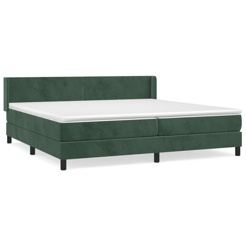 vidaXL sötétzöld bársony rugós ágy matraccal 200x200 cm
