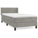 vidaXL világosszürke bársony rugós ágy matraccal 90 x 200 cm
